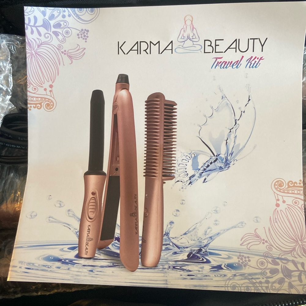 NIB Karma beauty travelkit mini styler(straightener), mini curler, mini serenity